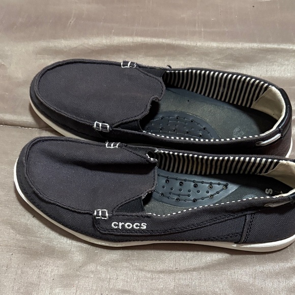 CROCS Men's Dark Canvas Slip-Ons - Picture 3 of 3